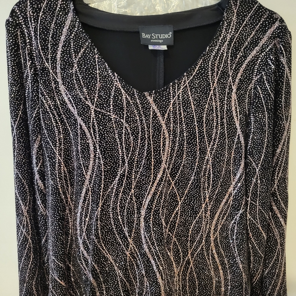 Bay Studio Evenings Glittering Shimmery Top Long Sleeve Size Small